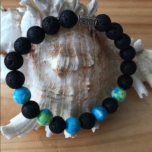 Lava Bracelets with Ocean Jade